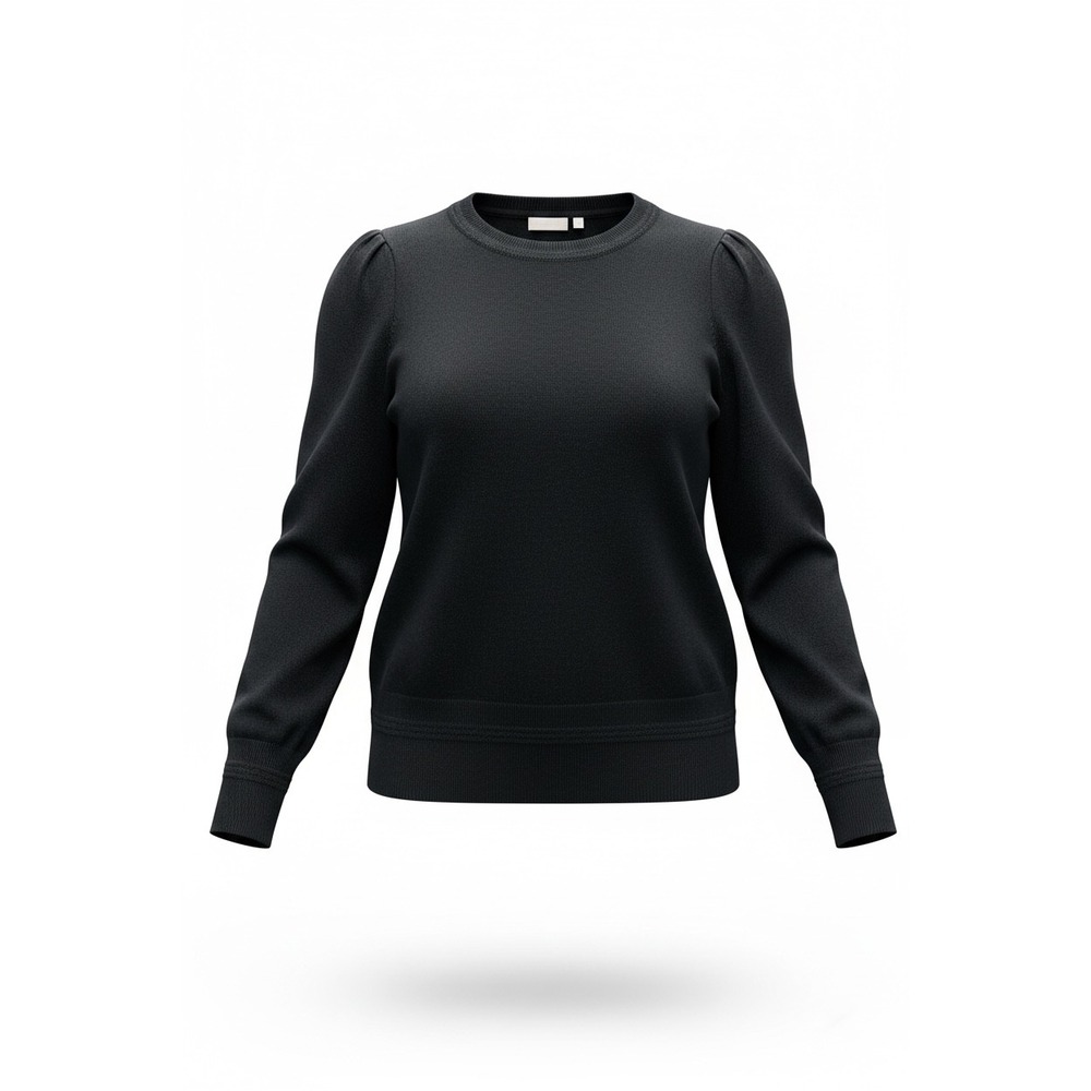 Evolution Stitch Fix Womens Black Puff Shoulder Crewneck Knit Sweater 1X NWT